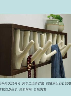 实衣衣帽钩树枝衣架手工制作ILL墙上壁挂木质挂室钩卧帽架木钥匙