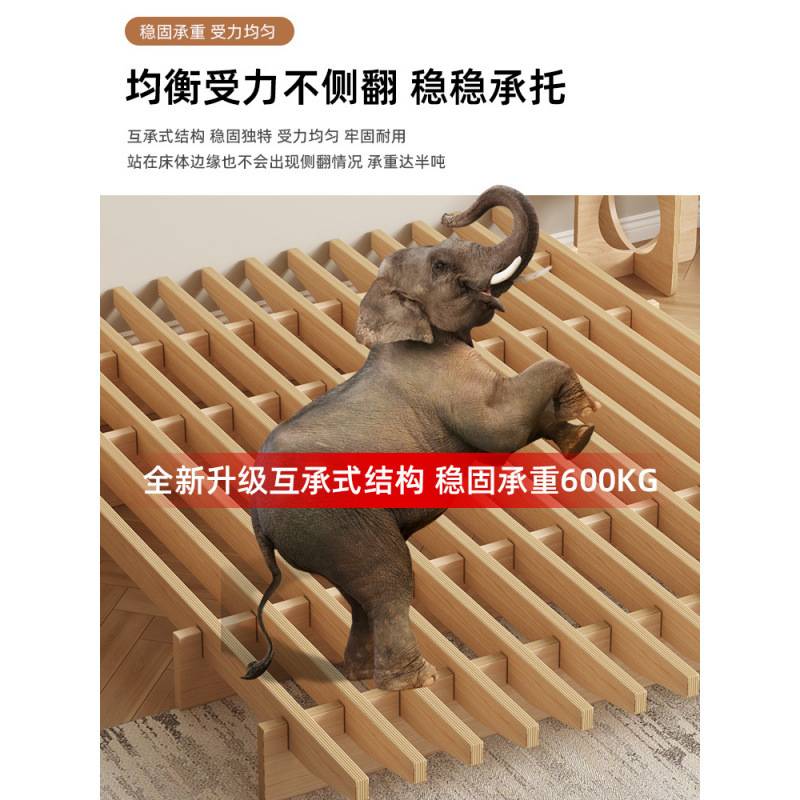 实木床架现代简约加厚排骨架无床头榻榻米床家用主卧单双人鱼骨床