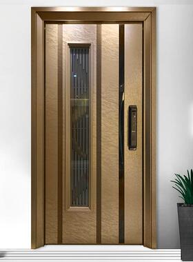 34锈SSQ钢0韩式入户门子母门双开门不中门防盗家用通风门别墅大门