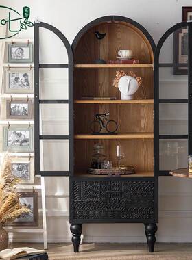比利时餐黑色边柜小户型家门用靠超薄酒柜玻墙璃拱形储物DOA柜装