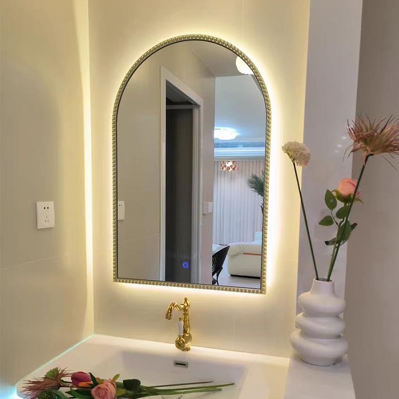 0法F77S956S式美式复古拱形室镜卫生间浴镜子ED智J能L背灯挂镜化