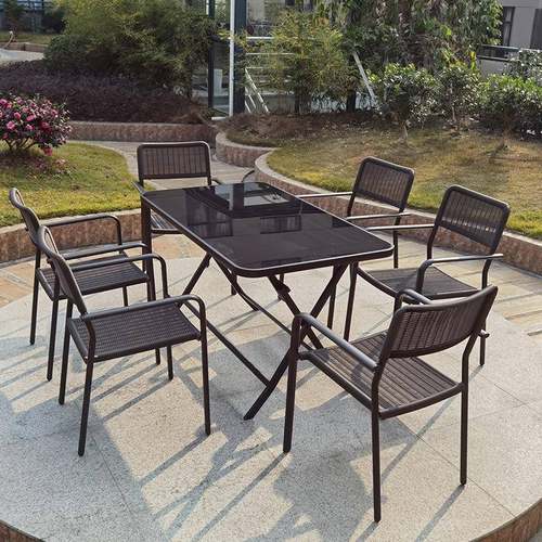 ZGM户外台藤椅三五件套室外子露院天休闲阳茶几铁艺椅庭桌椅组合