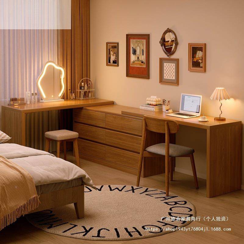 实木梳妆台电桌书柜生态板卧室落地斗桌妆脑台一体DIT转角移动化,电子元器件市场,其它元器件,淘宝优惠券,粉丝福利购,淘宝优惠卷