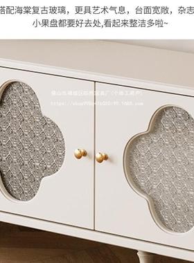 法式电奶油风白视柜RLD茶几组合客美厅用小户家型简约现代轻奢式