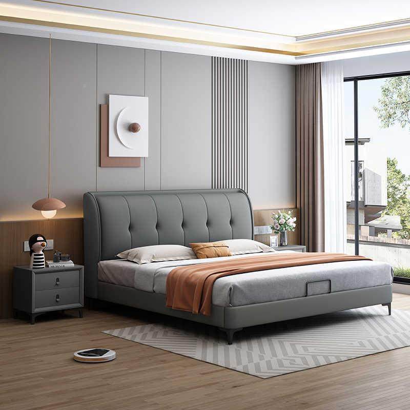 2025年新款轻奢皮室床主卧592#高端米大气双人1.8意式极简软艺包,住宅家具,皮艺床,淘宝优惠券,粉丝福利购,淘宝优惠卷