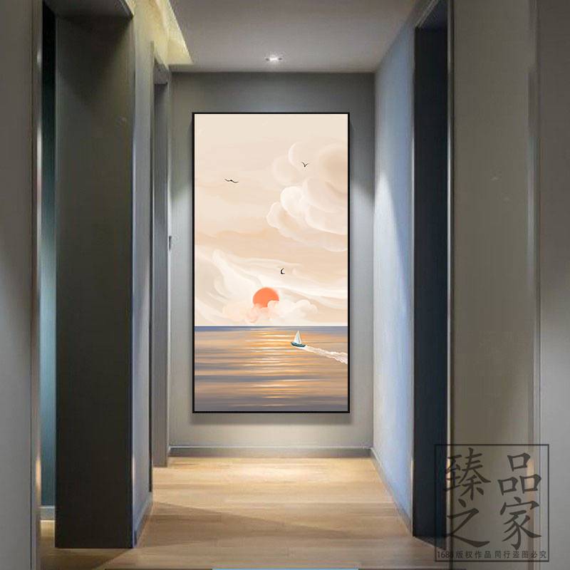 入户正对门玄关装饰画肌理砂岩立体画奶油风进门走廊过道尽头油画图片