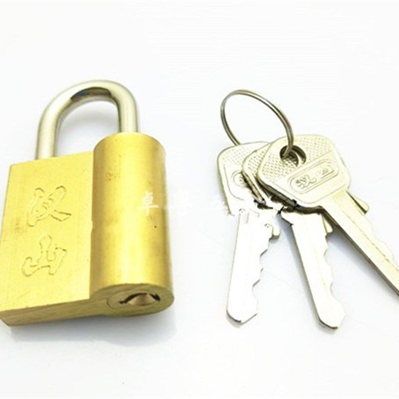 汉山铜顶锁 黄铜弹子顶锁顶开挂锁防锈小锁头22 1330 1340mm