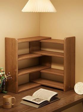 实桌木书架桌上面置物SIT架儿童公书桌收纳架家用小书柜办室储物