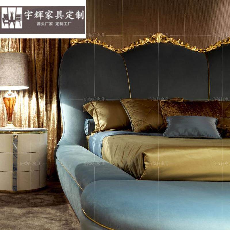 意大利欧木式奢华布艺人床大户型婚别墅公主床法式双90711宫廷实