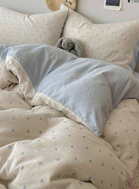 A类双层纱床上四件套棉纯棉2025新款床被套罩学生CPY宿单舍三件套