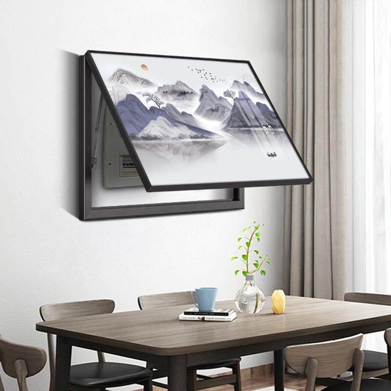 2432电表箱装饰免打遮挡新中式山画水配电挂箱弱电闸电源总开关孔