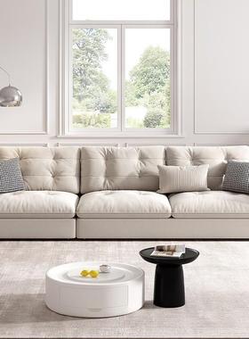 现代简约科技布艺沙直发客厅小户型家云轻奢新款奶油风CQE排用朵