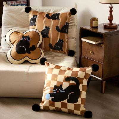 ltao1008靠垫通感靠客厅沙载发抱枕条猫咪枕套长卡车床头墨宝可爱