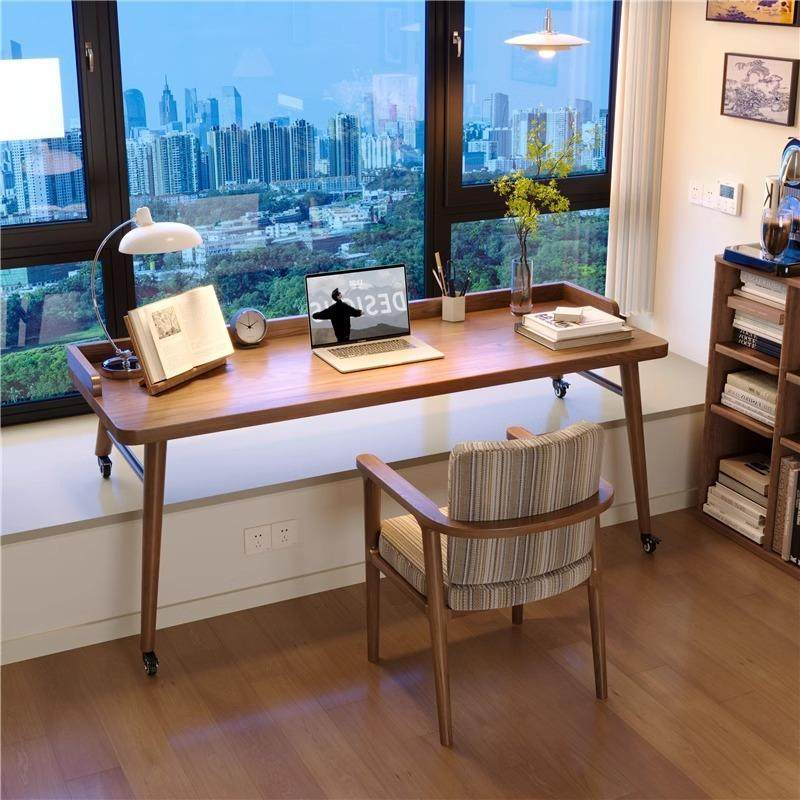 卧室飘KLOIZLK-窗全实木学书习桌电高低脚小桌子万向可移动脑轮办,住宅家具,电脑桌,淘宝优惠券,粉丝福利购,淘宝优惠卷