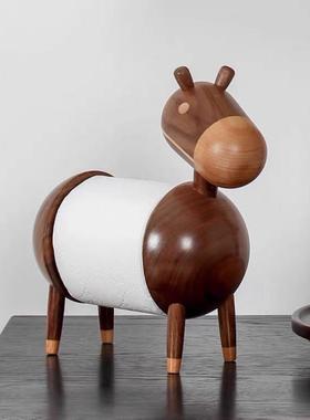 毛驴纸巾架原可木实卷纸架木创意摆件爱73028简约立式小纸巾架