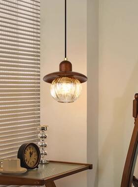 瓜法式中古实木小吊灯美式南卧复古民宿KWZ餐厅台室吧床头吊灯具