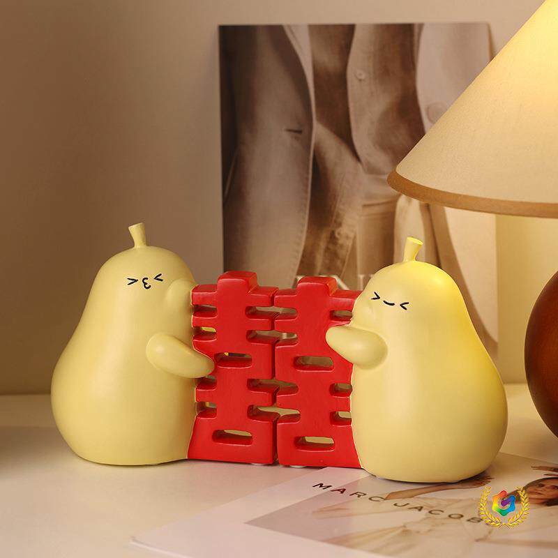 贝汉美喜字可爱抱?抱梨装摆面件家居饰品客厅桌男女生新F$ph($pd