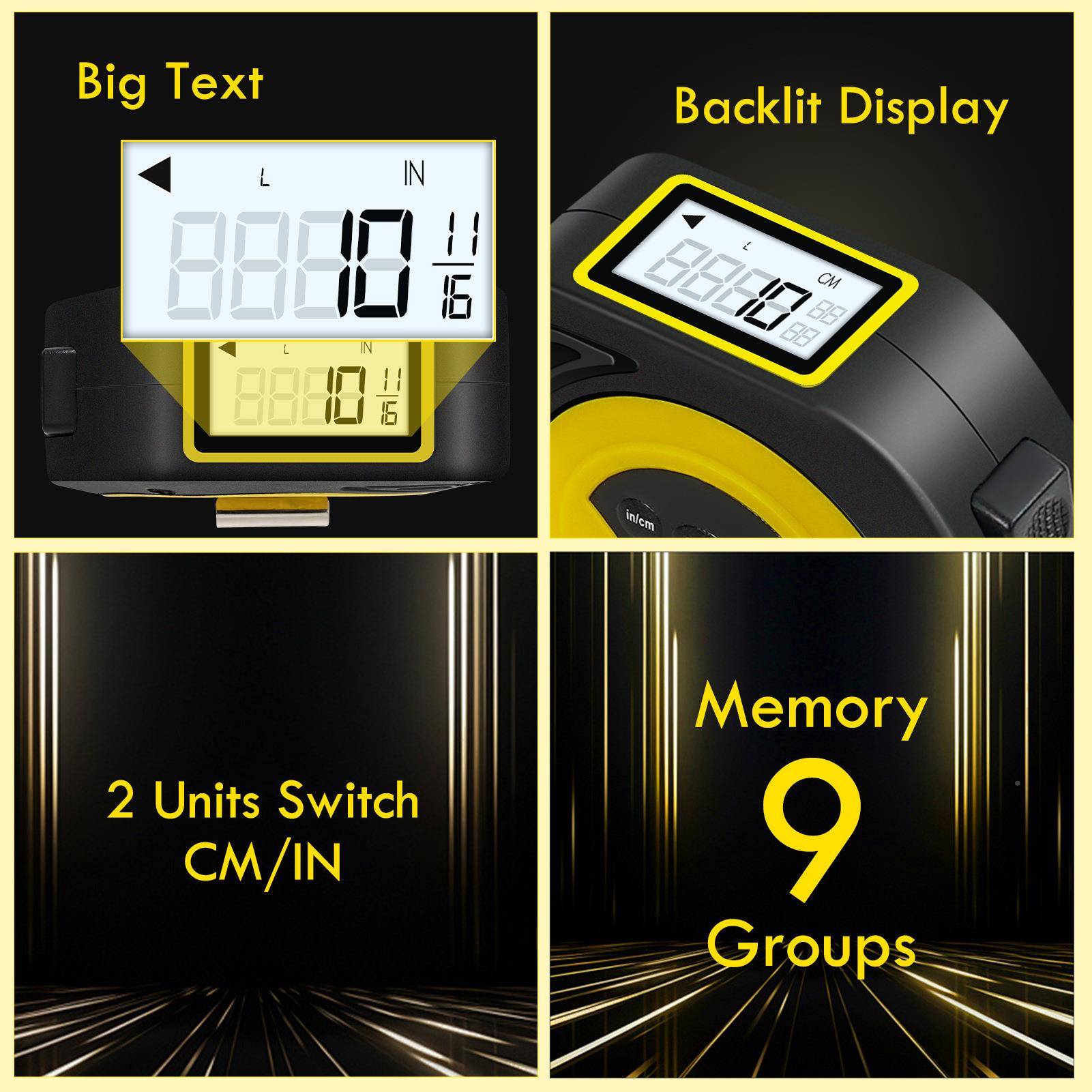 跨境新L品AJG数钢功显卷尺多能电子量尺5米卷尺带ED数显功能钢卷