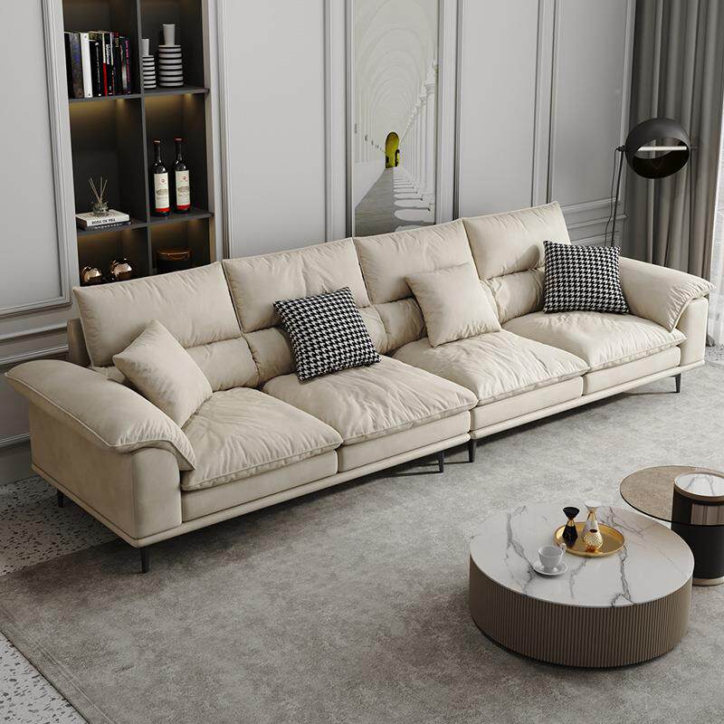款奶油风科技布沙发CSF客厅意极简轻奢现代式合直排一字型乳胶组