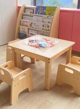 幼儿园宝实木椅小方桌VGK儿童桌套装宝宝小午方桌宝家用学习桌休