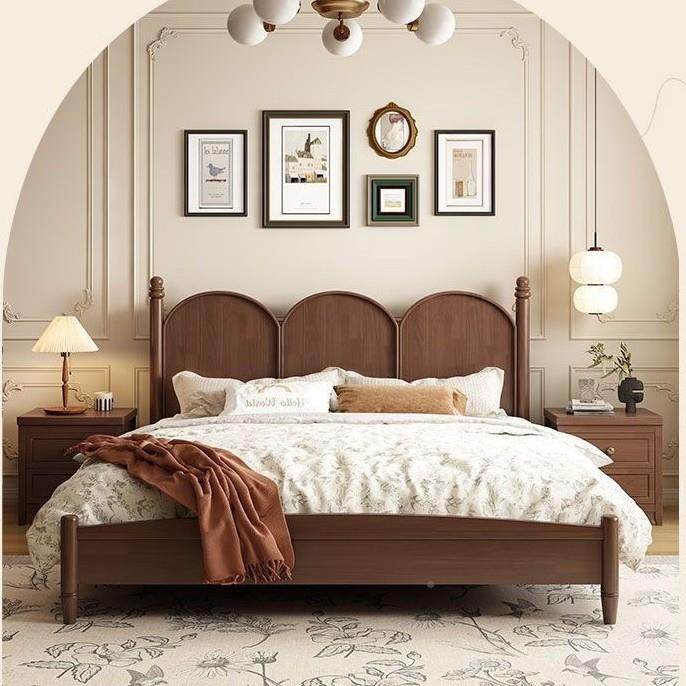 中古风人美式古简实木床双床约1.5米1.8米复HVF公寓出租屋民宿床