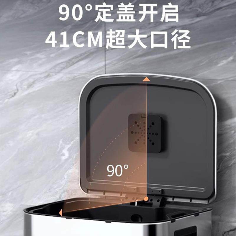 60长方形大容量WZL不锈钢垃圾桶脚踏缓降防臭盒厨房客厅酒店L收纳