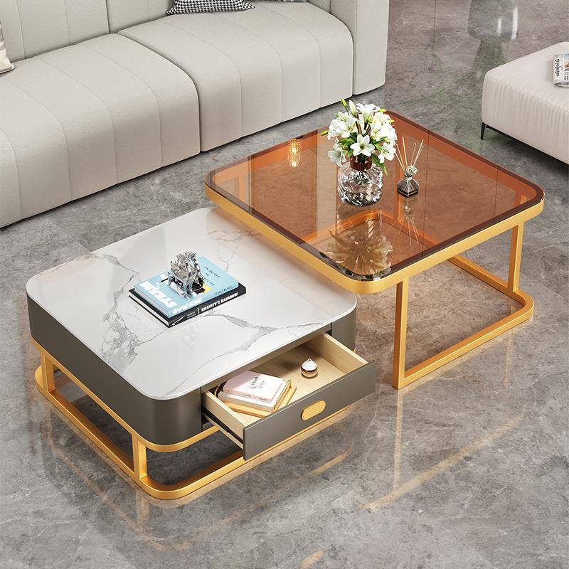 茶轻几t6829962客红厅家用小户型钢化玻璃组岩板奢简约方形现代网