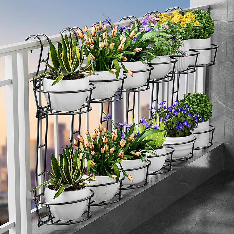 花架置物架窗阳台252新款栏杆护栏0CAV悬挂式台多层室内封闭花盆