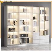 轻奢家用厅一靠墙满书架玻柜璃NSS体展示实木书柜客玻璃门展示柜