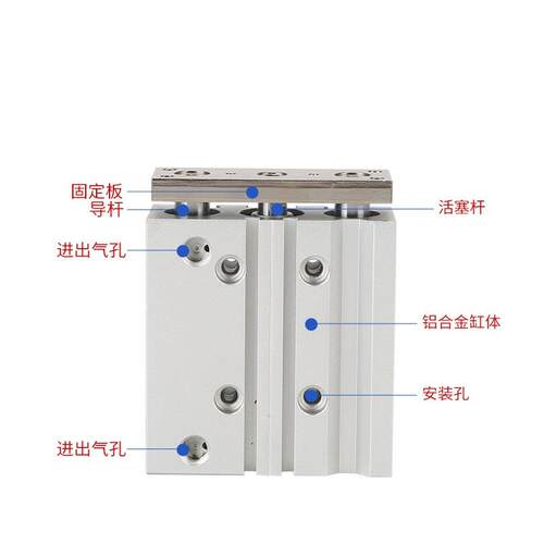 亚客型气缸M25X德1LWA0/20/25/0/T40C/50/75/100薄型带导杆三杆气
