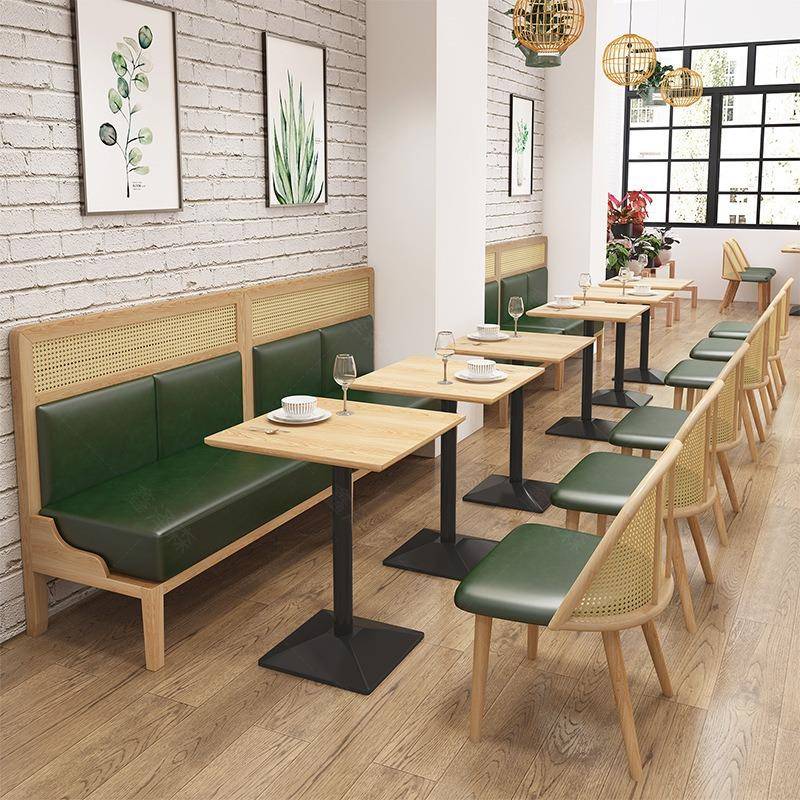 无品牌/店商务餐编藤卡座主题厅饭餐饮家具南亚风东餐厅靠墙卡座