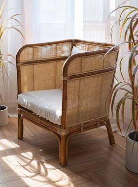 印尼沙发椅单厅双亚人客阳台东TXZ南复古双人藤沙发特色转移编织