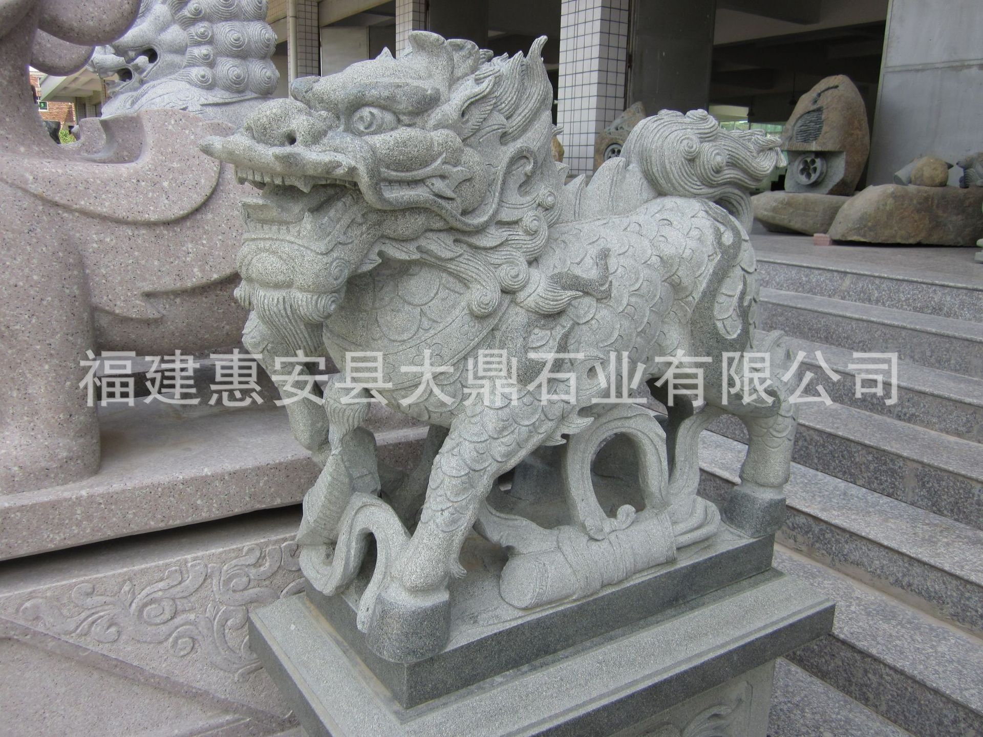 漳平青石仿古麒麟门口摆件