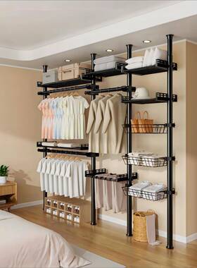 ?家用地顶天立地衣架简易衣帽间架金属衣柜69570卧落置室物组装挂