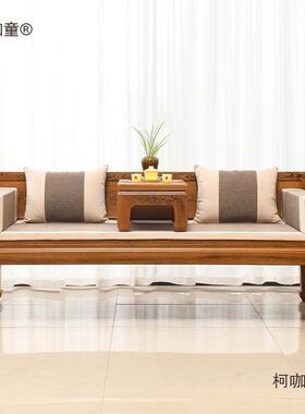 #4I妃翅木罗汉床新中式贵44358榻中式实鸡户木大尺寸沙发床榻小麦