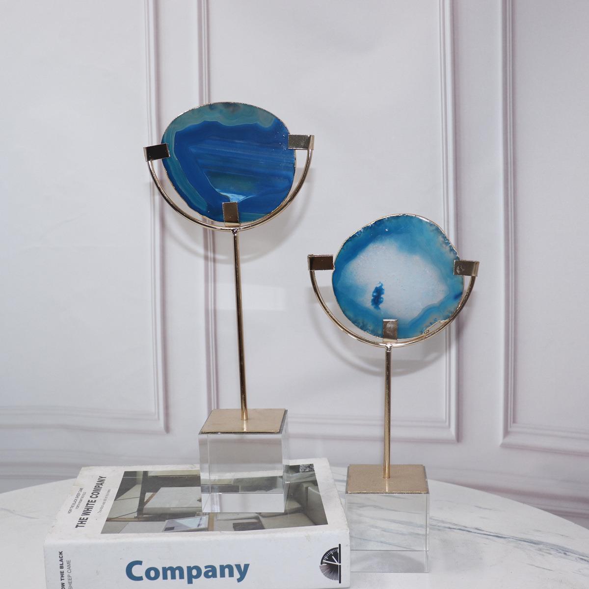 天格然玛瑙架水架摆件铁艺电镀轻奢风软OSF客厅电视柜样板间装晶