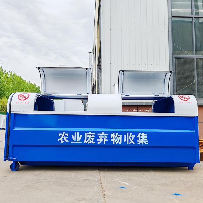 可挂车式街道铁皮中UIJ圾收集箱带轮移转动式垃公共垃圾桶