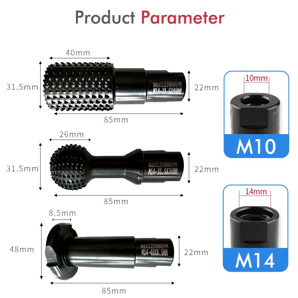 开工槽打WST磨开木器孔扩孔打磨球凿三合一木工工具套装