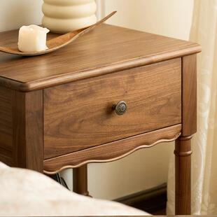 法式复屉古物柜田园美式黑桃木床头柜胡抽柜风全实木储床收ltao10