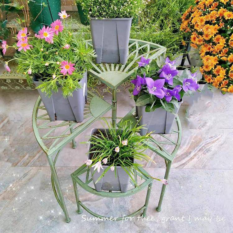 花架子户外庭院式铁OFB艺落地花角园阳台饰装欧式花盆架多层转置