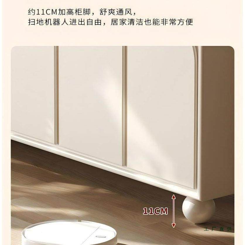 法式边奶油风实木餐体柜客厅隔断玄关一抽屉储物PWS收置物茶水柜