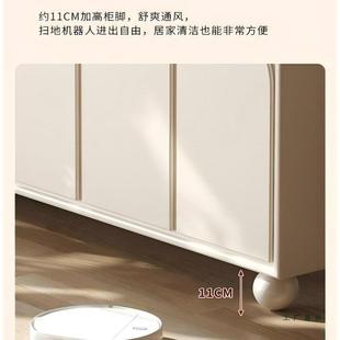 法式 边奶油风实木餐体柜客厅隔断玄关一抽屉储物PWS收置物茶水柜