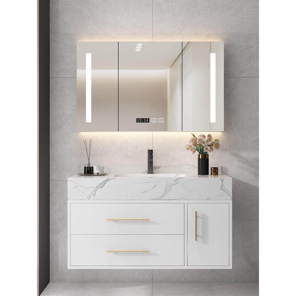 奢板一体浴室柜组合落地式洗脸现洗轻手池洗漱台盆卫生岩间代728