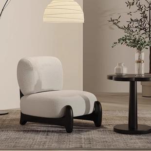 设计师款雪橇椅风奶油客单人沙发椅小户型厅实木单椅懒JNX人休椅