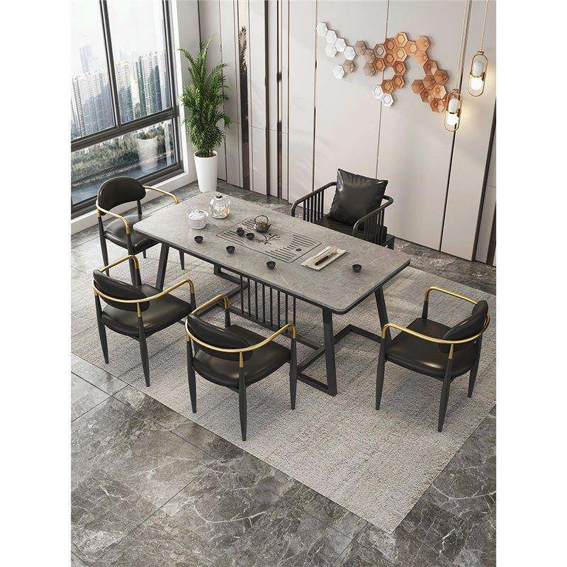 茶桌茶椅组合办公用现代简约新式阳台小茶台OSM一体轻家奢岩板中