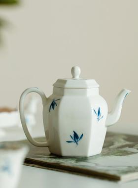 昌朴居手绘蝴壶CH-00336蝶兰花茶家用中式纯瓷功夫小瓷壶陶泡茶器
