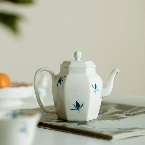 昌朴居手绘蝴壶CH-00336蝶兰花茶家用中式纯瓷功夫小瓷壶陶泡茶器