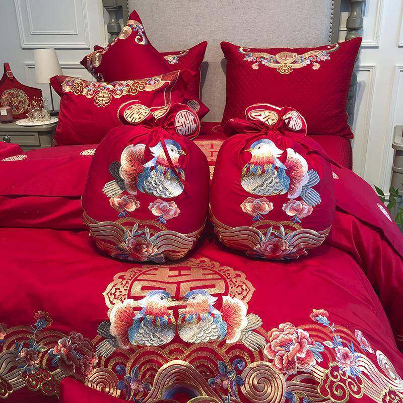 [人气]九喜婚结婚抱枕庆刺绣喜102贵妃枕字双囍红色靠枕鸳狐鸯龙