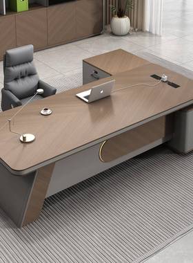 轻奢经老板桌办公桌简现代董事裁长总25424桌大班台理办公室桌椅