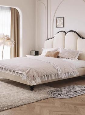 轻奢RYP法式奶油风主卧人双床现简约科技布小户型家用代蝶床蝴布